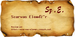Szarvas Elemér névjegykártya